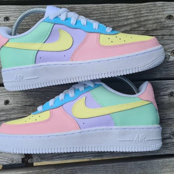 Nike Air Force 1 Custom Pastel Easter Shoes Green Blue Purple Yellow Pink White - Picture 7 of 15
